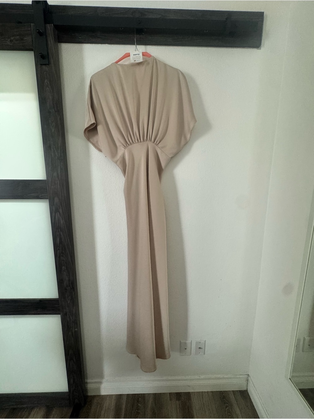 BHLDN Champagne Maxi Dress with V-Neck and Side Slit - Picture 2 of 4